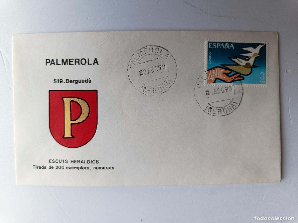 Timbres: MATASELLOS EN SOBRE ILUSTRADO CON ESCUDO DE LA POBLACI&Oacute;N DE PALMEROLA - BERGUED&Agrave; - GERONA