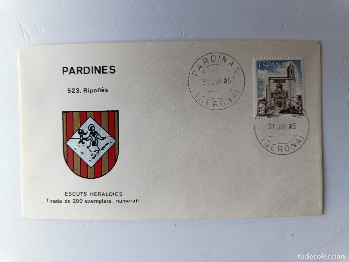 Sellos: MATASELLOS EN SOBRE ILUSTRADO CON ESCUDO DE LA POBLACI&Oacute;N DE EL PARDINES - RIPOLL&Eacute;S - GERONA