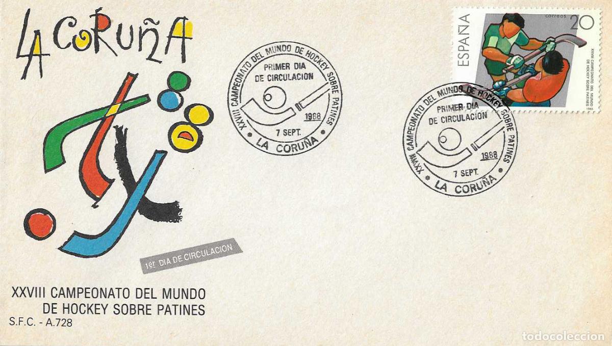 Sellos: HOCKEY SOBRE PATINES XXVIII CAMPEONATO DEL MUNDO (EDIFIL 2957) EN SPD SFC MATASELLOS CORU&Ntilde;A RARO ASI