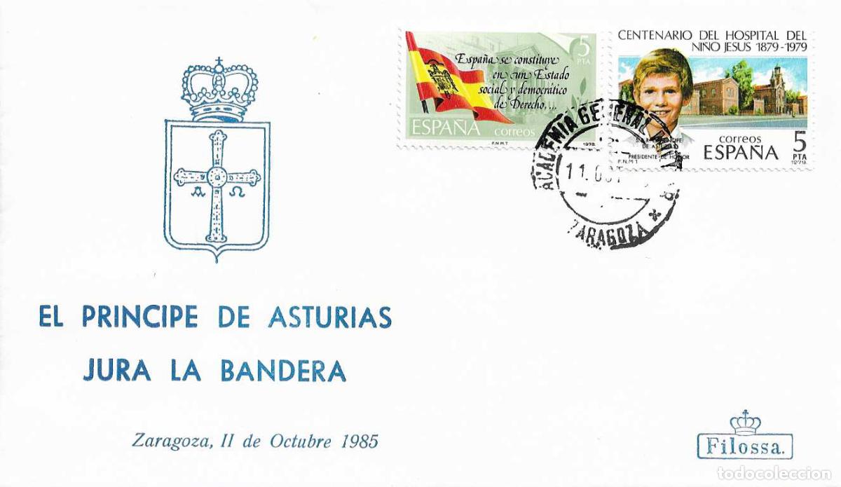 Sellos: EL PRINCIPE DE ASTURIAS JURA LA BANDERA ACADEMIA GENERAL MILITAR ZARAGOZA 11 OCTUBRE 1985 RARO SOBRE