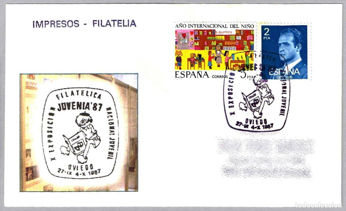 Sellos: Matasellos JUVENIA'87 - EXP.FILATELICA NACIONAL JUVENIL. Oviedo, Asturias, 1987