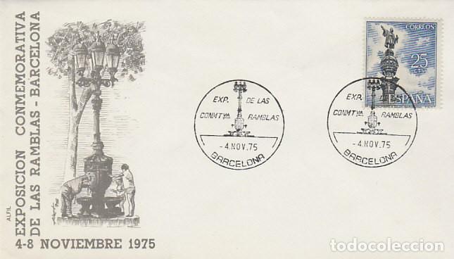 Sellos: A&Ntilde;O 1975, EXPOSICION CONMEMORATIVA DE LAS RAMBLAS, FAROLA, SOBRE DE ALFIL
