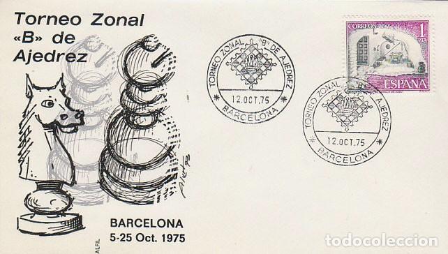 Sellos: A&Ntilde;O 1975, TORNEO ZONAL B DE AJEDREZ EN BARCELONA, SOBRE DE ALFIL