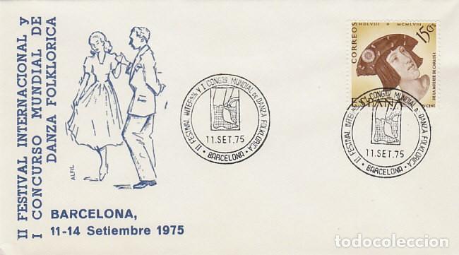 Sellos: A&Ntilde;O 1975, FESTIVAL INTERNACIONAL DE DANZA FOLKLORICA EN BARCELONA, SOBRE DE ALFIL