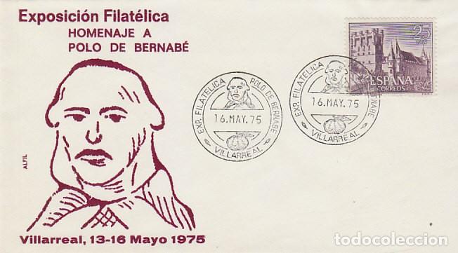 Sellos: A&Ntilde;O 1975, VILLARREAL (CASTELLON), HOMENAJE A POLO DE BERNABE, EN SOBRE DE ALFIL