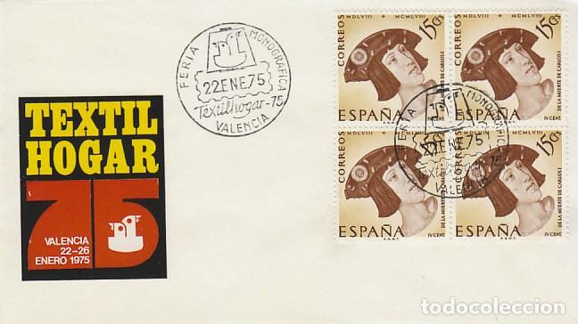 Sellos: A&Ntilde;O 1975, VALENCIA, FERIA TEXTIL-HOGAR, CON BLOQUE DE 4