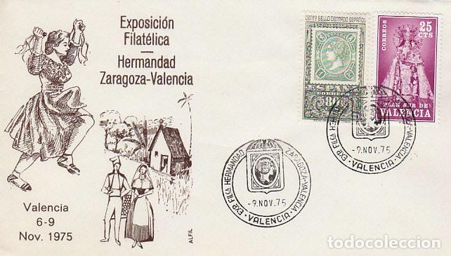 Sellos: A&Ntilde;O 1975, VALENCIA, EXPOSICION FILATELICA - HERMANDAD ZARAGOZA VALENCIA, SOBRE DE ALFIL