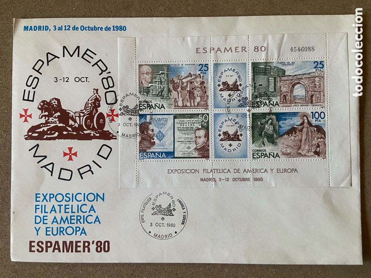 Sellos: ESPA&Ntilde;A SOBRE PRIMER DIA CIRCULACION ESPAMER&acute;80 EDIFIL NUM. 2583