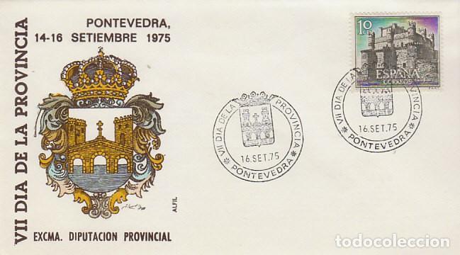 Sellos: A&Ntilde;O 1975, PONTEVEDRA DIA PROVINCIA, SU ESCUDO, SOBRE DE ALFIL