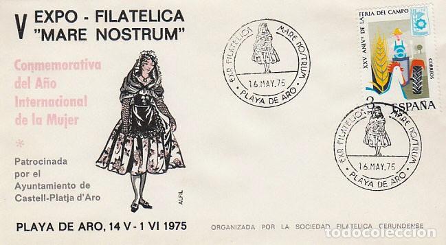 Sellos: A&Ntilde;O 1975, PLAYA DE ARO (GIRONA), A&Ntilde;O INTERNACIONAL DE LA MUJER, ALFIL PARA LA SOCIEDAD FILATELICA