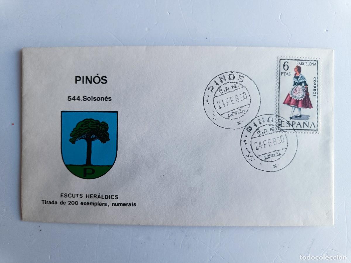 Sellos: MATASELLOS EN SOBRE ILUSTRADO CON ESCUDO DE LA POBLACI&Oacute;N DE PIN&Oacute;S - SOLSON&Eacute;S - LERIDA
