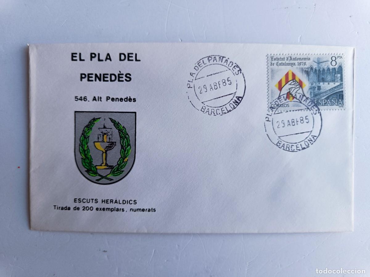 Sellos: MATASELLOS EN SOBRE ILUSTRADO CON ESCUDO DE LA POBLACI&Oacute;N DE EL PLA DEL PENED&Egrave;S - ALT PENED&Eacute;S - BARNA