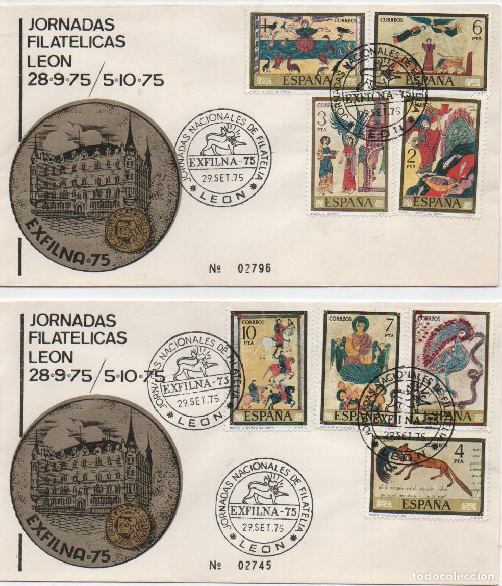 Sellos: A&Ntilde;O 1975, LEON, EXFILNA, 2 SOBRES CON LA SERIE COMPLETA DE CODICES