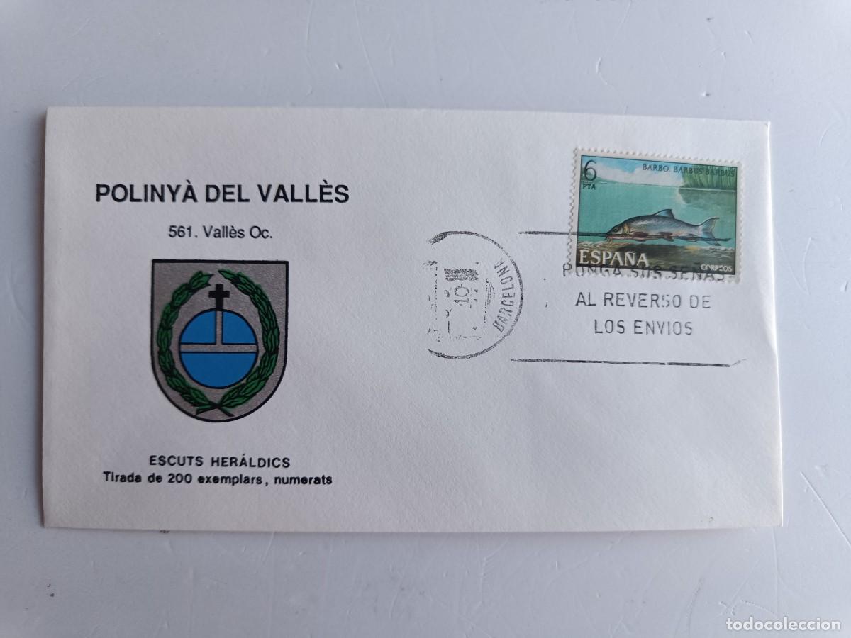 Sellos: MATASELLOS EN SOBRE ILUSTRADO CON ESCUDO DE LA POBLACI&Oacute;N DE POLINY&Agrave; DEL VALL&Egrave;S - VALL&Egrave;S OC. - BARCEL