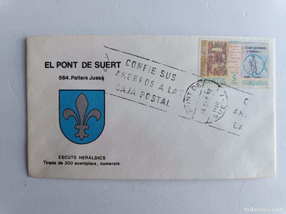 Sellos: MATASELLOS EN SOBRE ILUSTRADO CON ESCUDO DE LA POBLACI&Oacute;N DE EL PONT DE SUERT - PALLARS JUS&Agrave; -