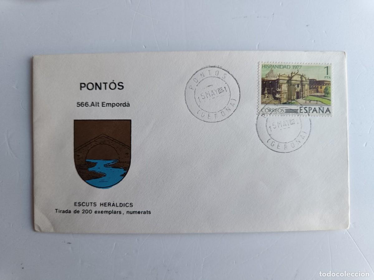 Sellos: MATASELLOS EN SOBRE ILUSTRADO CON ESCUDO DE LA POBLACI&Oacute;N DE PONT&Oacute;S - ALT EMPORD&Agrave; - GERONA