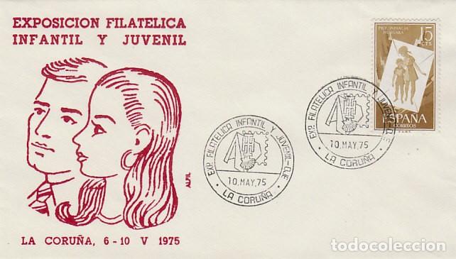 Sellos: A&Ntilde;O 1975, LA CORU&Ntilde;A, EXPOSICION FILATELICA INFANTIL, EN SOBRE DE ALFIL