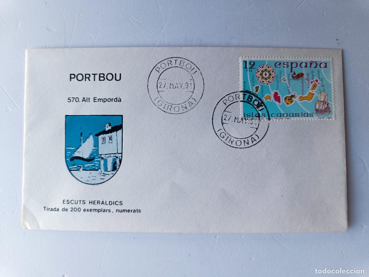 Sellos: MATASELLOS EN SOBRE ILUSTRADO CON ESCUDO DE LA POBLACI&Oacute;N DE PORTBOU - ALT EMPORD&Agrave; - GERONA