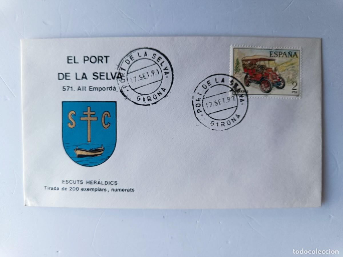 Sellos: MATASELLOS EN SOBRE ILUSTRADO CON ESCUDO DE LA POBLACI&Oacute;N DE EL PORT DE LA SELVA - ALT EMPORD&Agrave; - GIRO