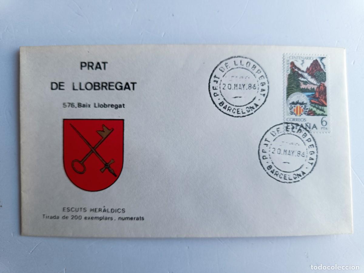 Sellos: MATASELLOS EN SOBRE ILUSTRADO CON ESCUDO DE LA POBLACI&Oacute;N DE PRAT DE LLOBREGAT - BAIX LLOBREGAT - BAR