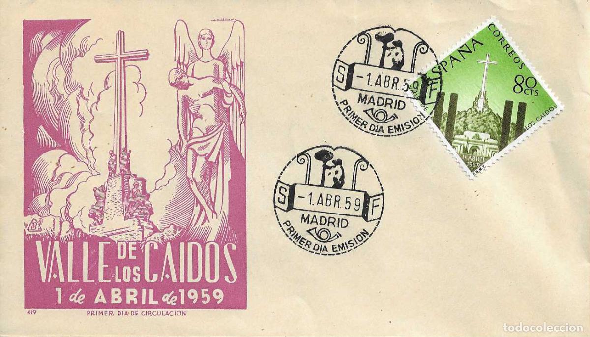 Francobolli: INAUGURACION MONASTERIO VALLE DE LOS CAIDOS 1959 (EDIFIL 1248) EN SPD SIN CIRCULAR DE DP RARO ASI