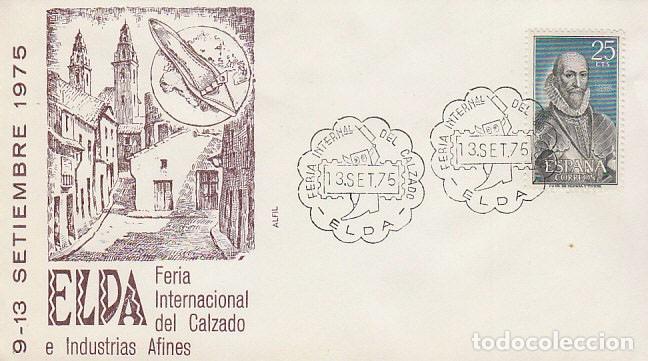 Sellos: A&Ntilde;O 1975, ELDA (ALICANTE), FERIA INTERNACIONAL DEL CALZADO DE OTO&Ntilde;O, SOBRE DE ALFIL