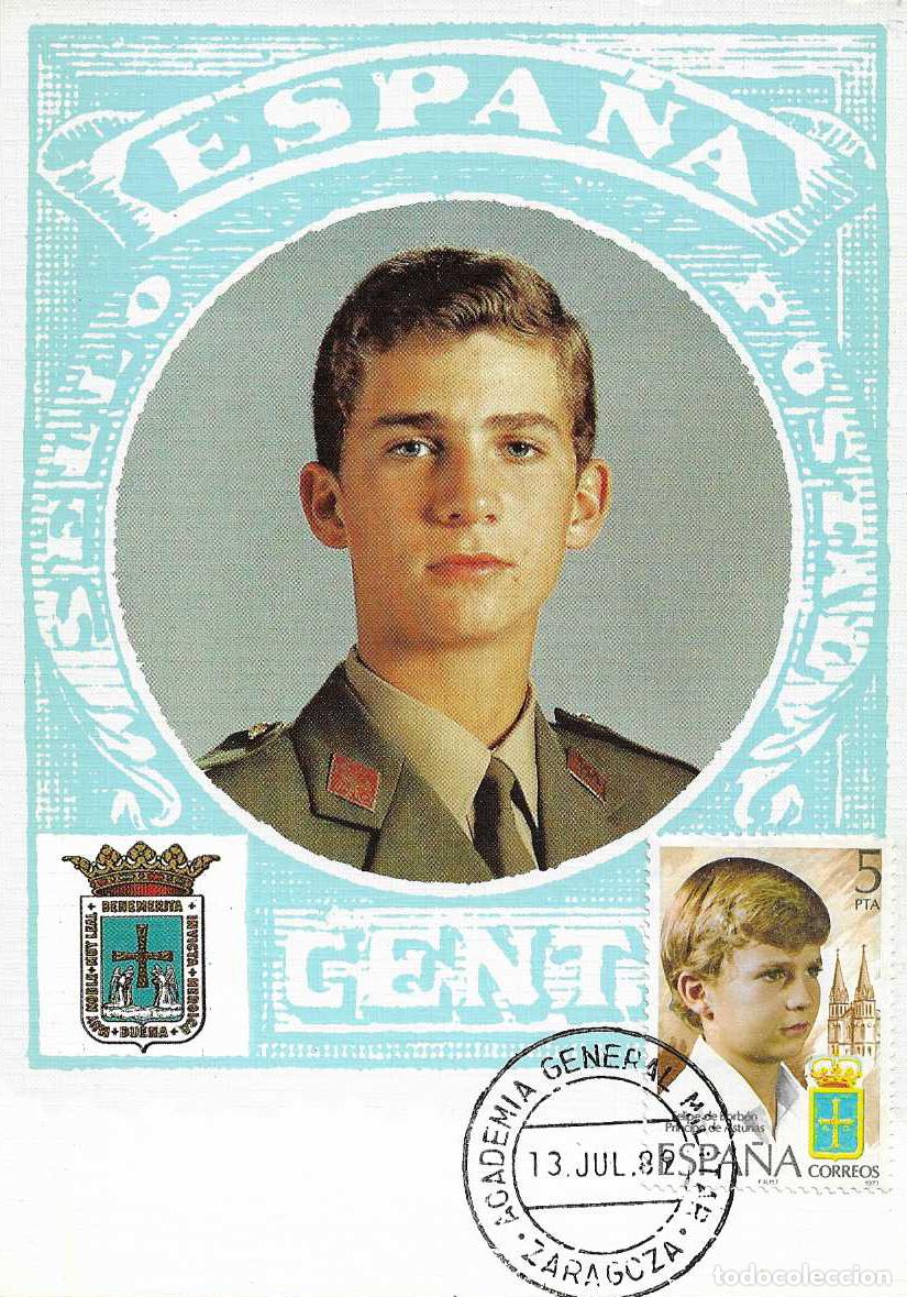 Sellos: RARO REY ENTREGA PRINCIPE ASTURIAS DESPACHO TENIENTE ACADEMIA GENERAL MILITAR ZARAGOZA 13 JULIO 1989