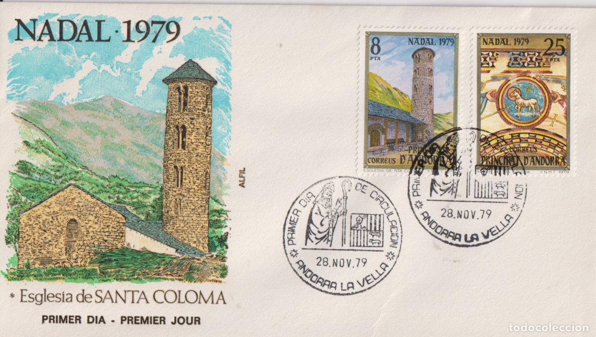 Sellos: S.P.D.C. ESGLESIA DE SANTA COLOMA - NADAL 1979 - ANDORRA LA VELLA - 28.NOV.79