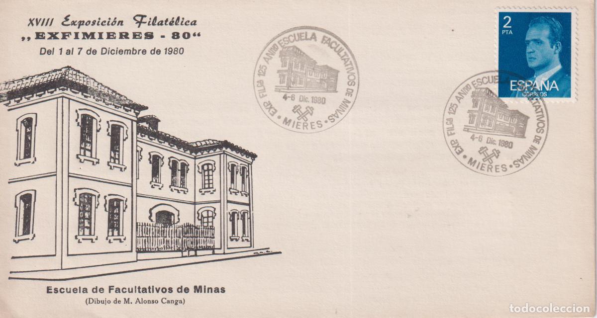 Sellos: S.P.D.C. XVIII EXPOSICI&Oacute;N FILATELICA - EXFIMIERES - ESCUELA FACULTATIVOS DE MINAS - MIERES 1/7.DIC.8
