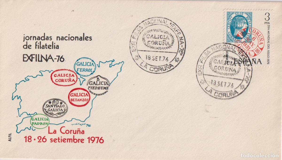 Sellos: S.P.D.C. JORNADAS NACIONALES DE FILATELIA - EXFILNA&middot;76 - LA CORU&Ntilde;A 18.SET.76