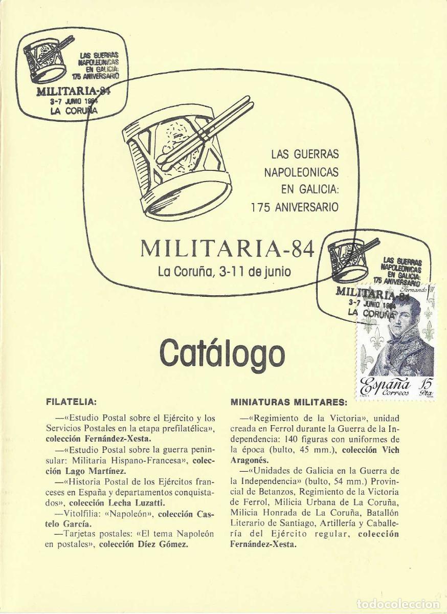 Sellos: MILITARIA 84 GUERRAS NAPOLEONICAS 175 ANIVERSARIO, LA CORU&Ntilde;A 1984. MATASELLOS EN DIPTICO RARO ASI