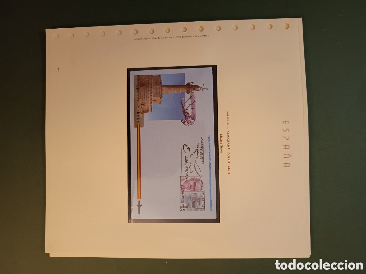 Sellos: 1991 - AEROGRAMA 216 NUEVO EN HOJA OLEGARIO - EDUARDO BARR&Oacute;N - PROYECTISTA DE AVIONES