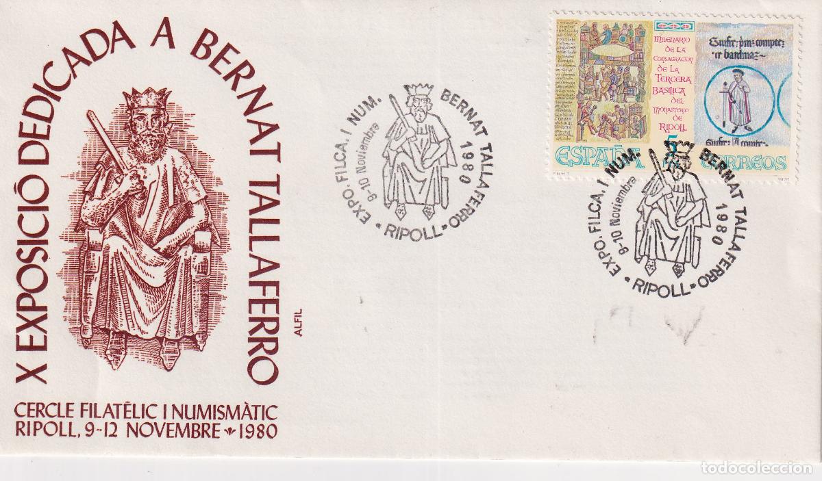 Sellos: S.P.D.C. X EXPOSICI&Oacute; DEDICADA A BERNAT TALLAFERRO &ndash; CERCLE FILAT&Eacute;LIC I NUMISM&Agrave;TIC &ndash; RIPOLL 9&middot;12 NOVE