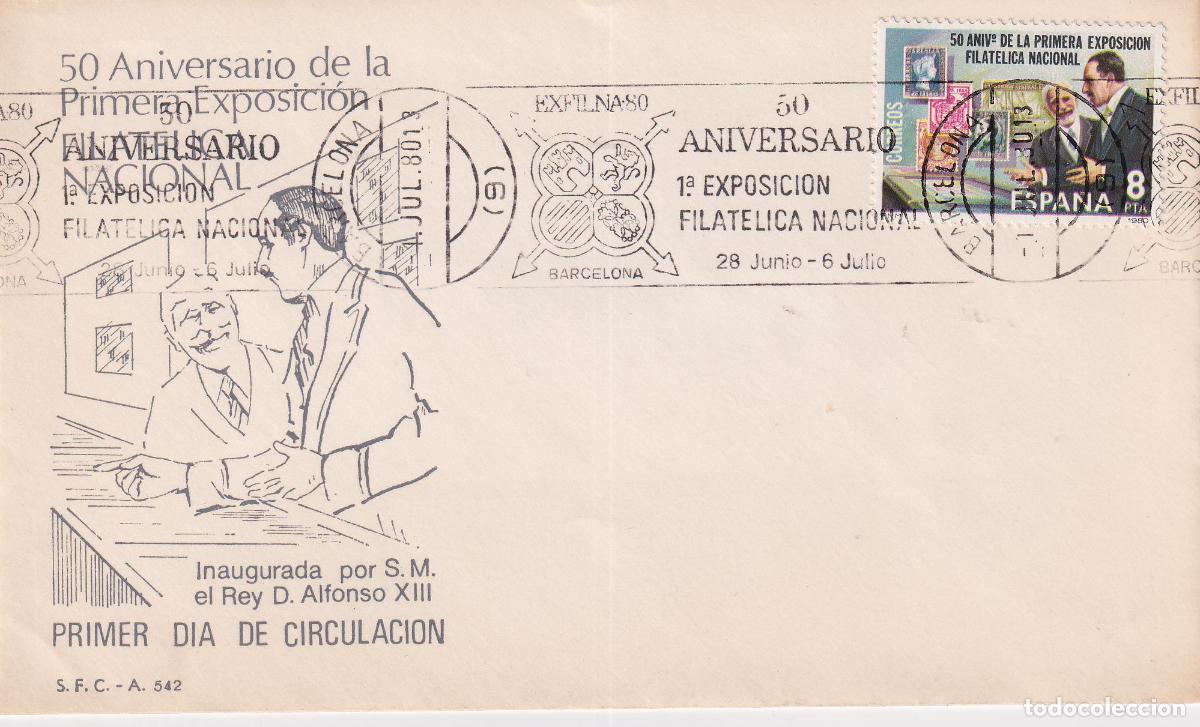 Sellos: S.P.D.C. 50 ANIV. 1&ordf; EXPOSICI&Oacute;N FILAT&Eacute;LICA NACIONAL &ndash; INAGURA S.M. ALFONSO XIII &ndash; BARCELONA 1 JULIO
