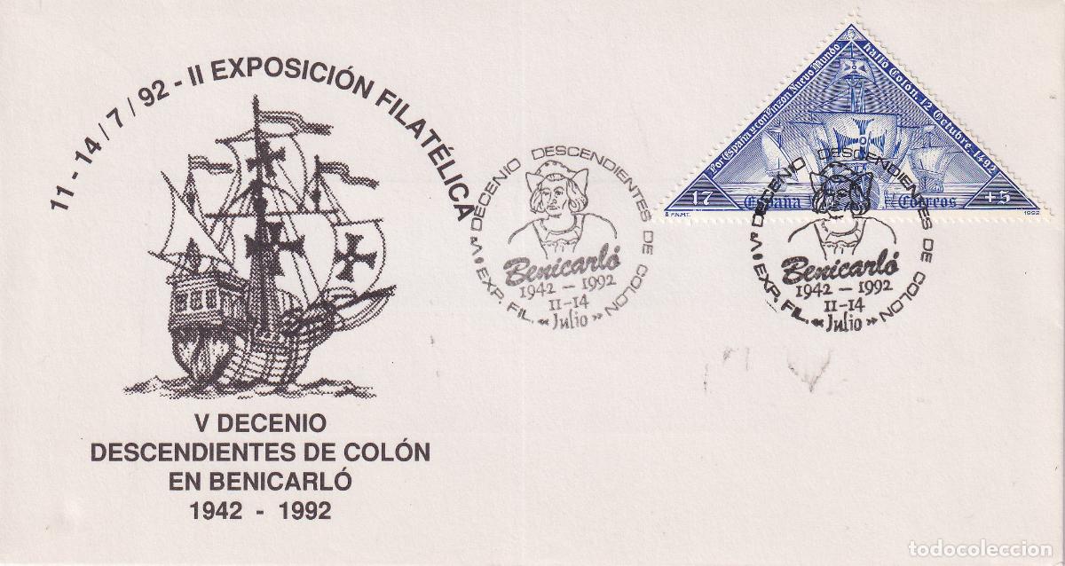 Sellos: S.P.D.C. II EXPOSICI&Oacute;N FILAT&Eacute;LICA &ndash; V DECENIO DESCENDIENTES DE COL&Oacute;N &ndash; BENICARLO 11&middot;14 JULIO 1992