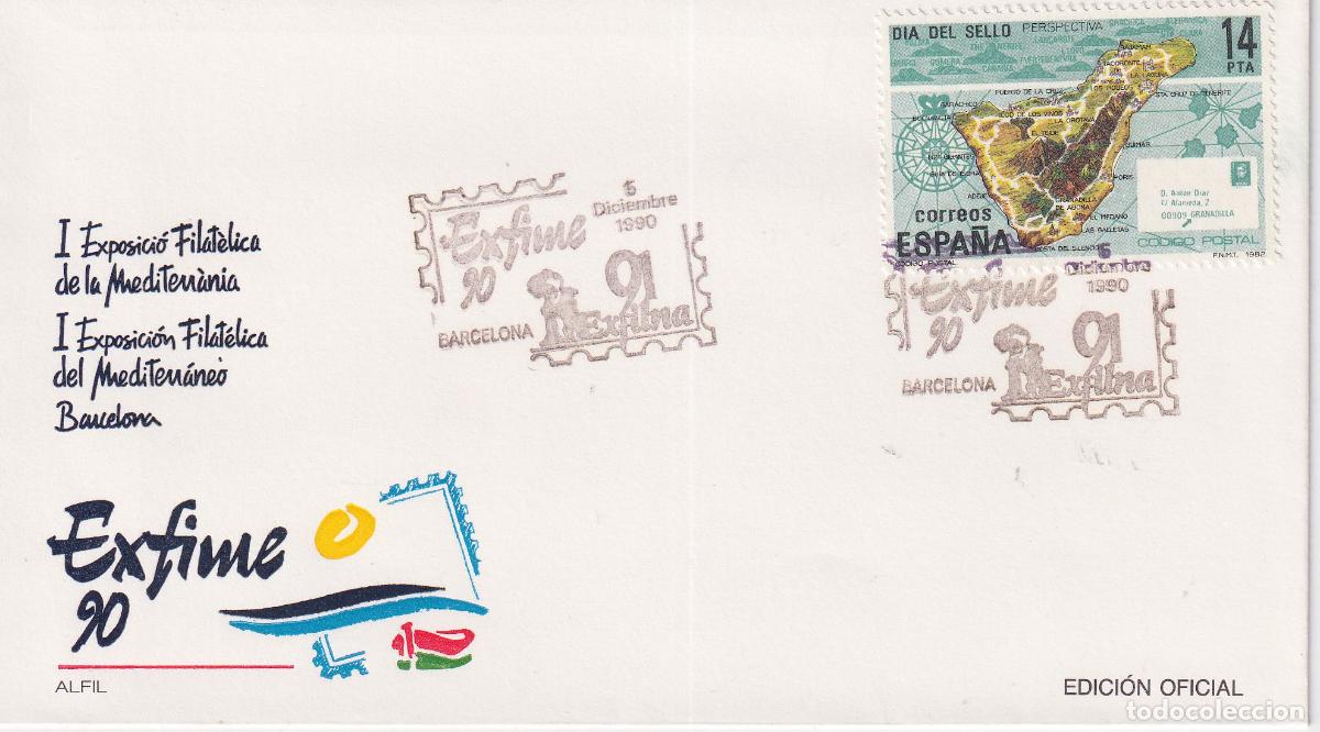 Sellos: S.P.D.C. I EXPOSICI&Oacute; FILAT&Eacute;LICA DE LA MEDITERRANEA &ndash; EXFIME 90 &ndash; BARCELONA 5 DICIEMBRE 1990
