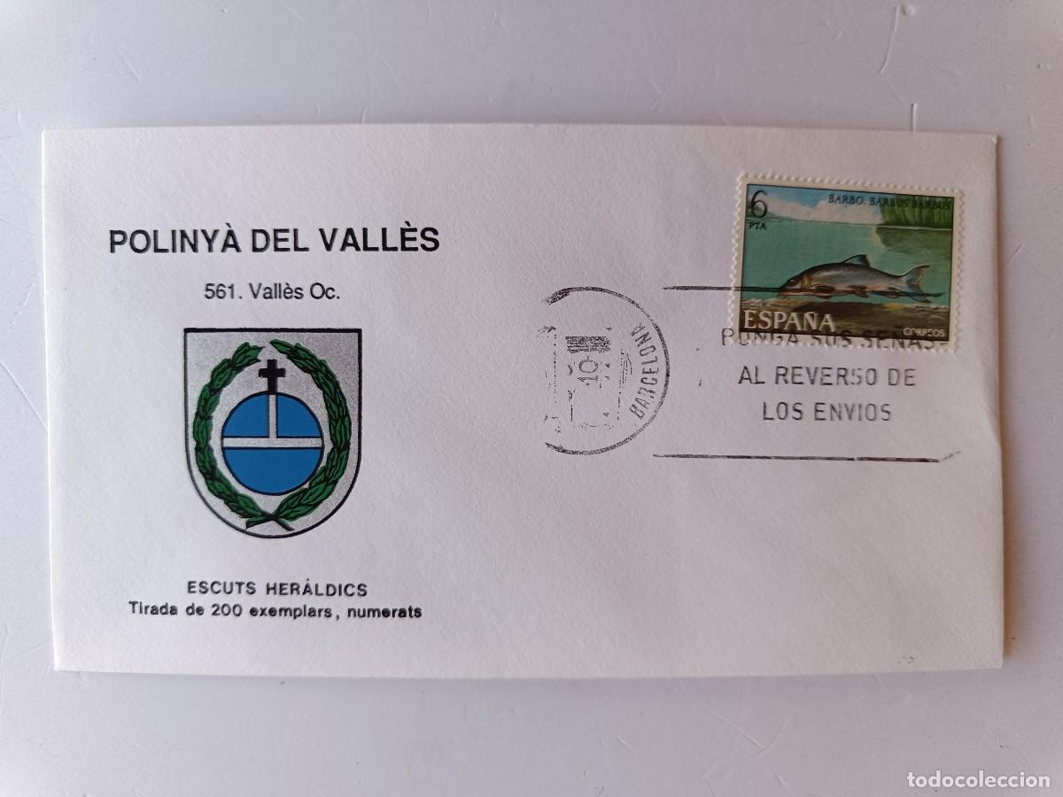 Sellos: MATASELLOS EN SOBRE ILUSTRADO CON ESCUDO DE LA POBLACI&Oacute;N DE POLINY&Agrave; DEL VALLES - VALLES OC.- BARCELO