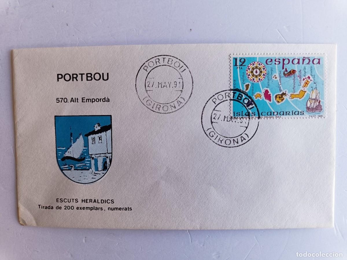 Sellos: MATASELLOS EN SOBRE ILUSTRADO CON ESCUDO DE LA POBLACI&Oacute;N DE PORTBOU - ALT EMPORD&Agrave; - GERONA
