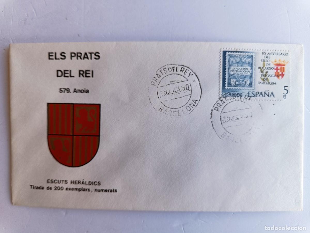 Sellos: MATASELLOS EN SOBRE ILUSTRADO CON ESCUDO DE LA POBLACI&Oacute;N DE ELS PRATS DEL REI - ANOIA