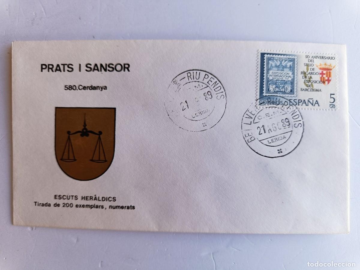 Sellos: MATASELLOS EN SOBRE ILUSTRADO CON ESCUDO DE LA POBLACI&Oacute;N DE ELS PRATS I SANSOR - CERDANYA