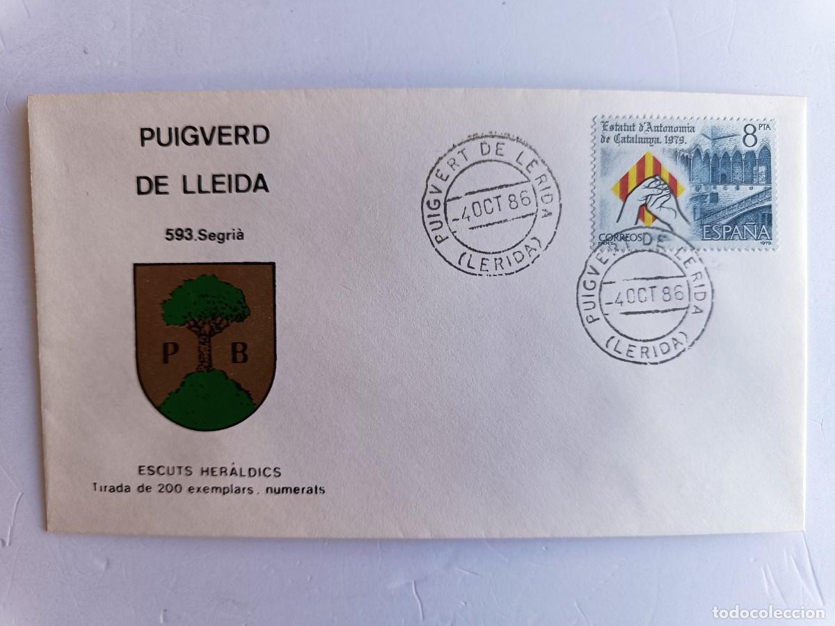 Sellos: MATASELLOS EN SOBRE ILUSTRADO CON ESCUDO DE LA POBLACI&Oacute;N DE PUIGVERD DE LLIEDA - SEGRI&Agrave;