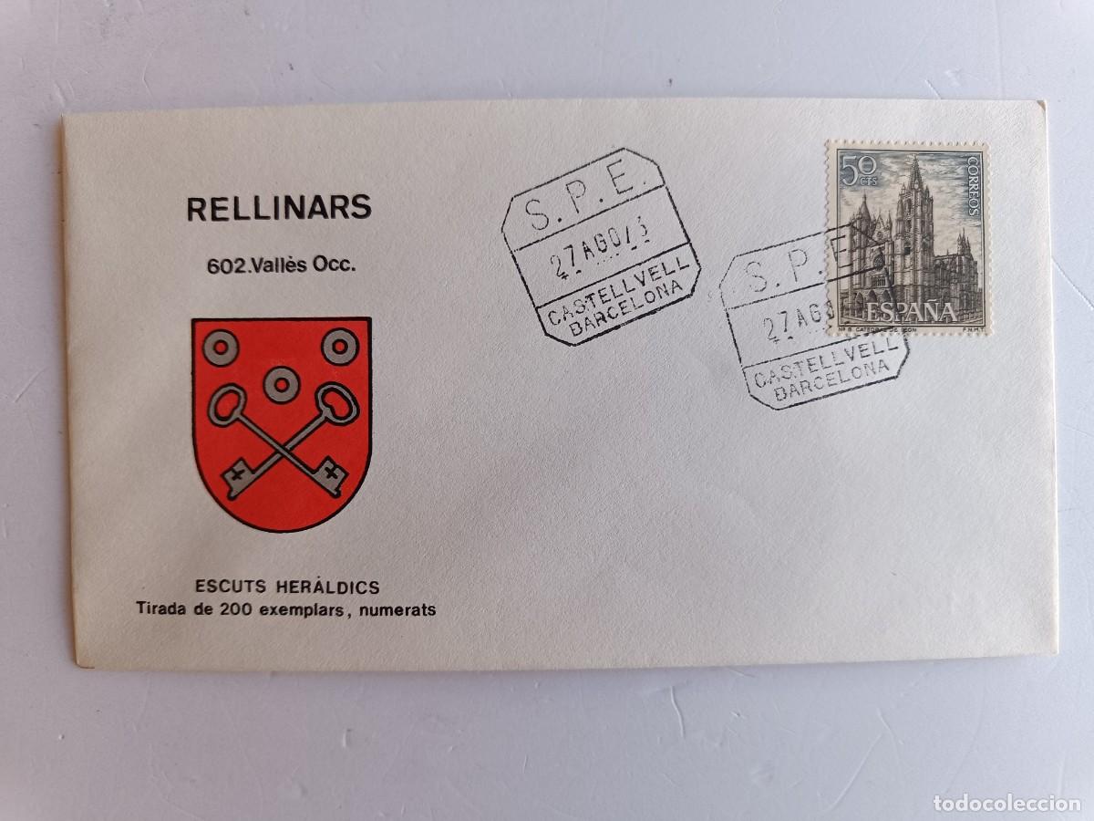 Sellos: MATASELLOS EN SOBRE ILUSTRADO CON ESCUDO DE LA POBLACI&Oacute;N DE RELLINARS - VALL&Eacute;S OCCIDENTAL