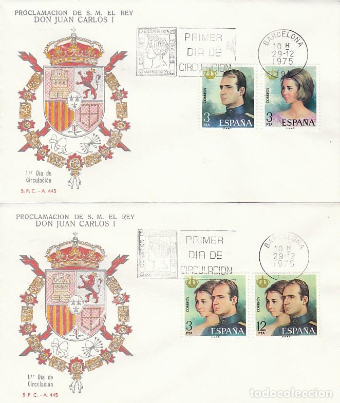 Sellos: EDIFIL 2302/5, PROCLAMACION DE LOS REYES JUAN CARLOS Y DO&Ntilde;A SOFIA, PRIMER DIA DE 29-12-1975, SFC