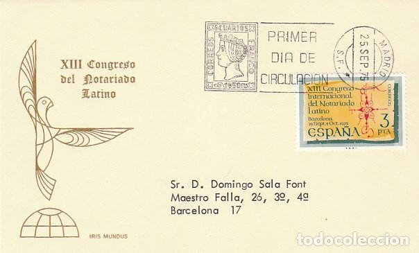 Sellos: EDIFIL 2283, CONGRESO INTERNACIONAL DEL NOTARIADO LATINO, PRIMER DIA DE 25-9-1975 IRIS MUNDUS