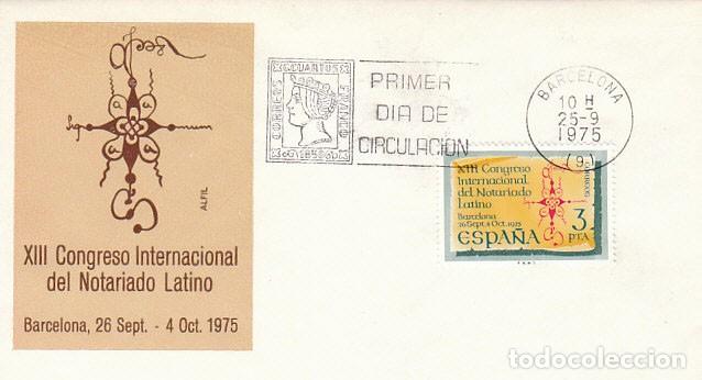 Sellos: EDIFIL 2283, CONGRESO INTERNACIONAL DEL NOTARIADO LATINO, PRIMER DIA DE 25-9-1975 SFC