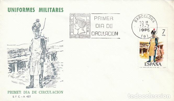 Sellos: EDIFIL 2281, ZAPADOR DEL REGIMIENTO REAL DE INGENIEROS (1809), PRIMER DIA DE 17-7-1975 SFC