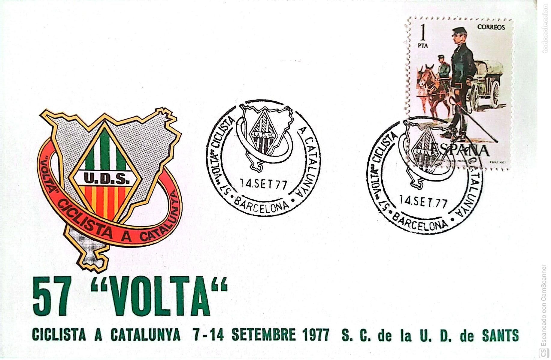 Sellos: 57 Volta Ciclista a Catalunya. 7/14 setembre 1977. S.C. de la U.D. de Sants. Ver foto.