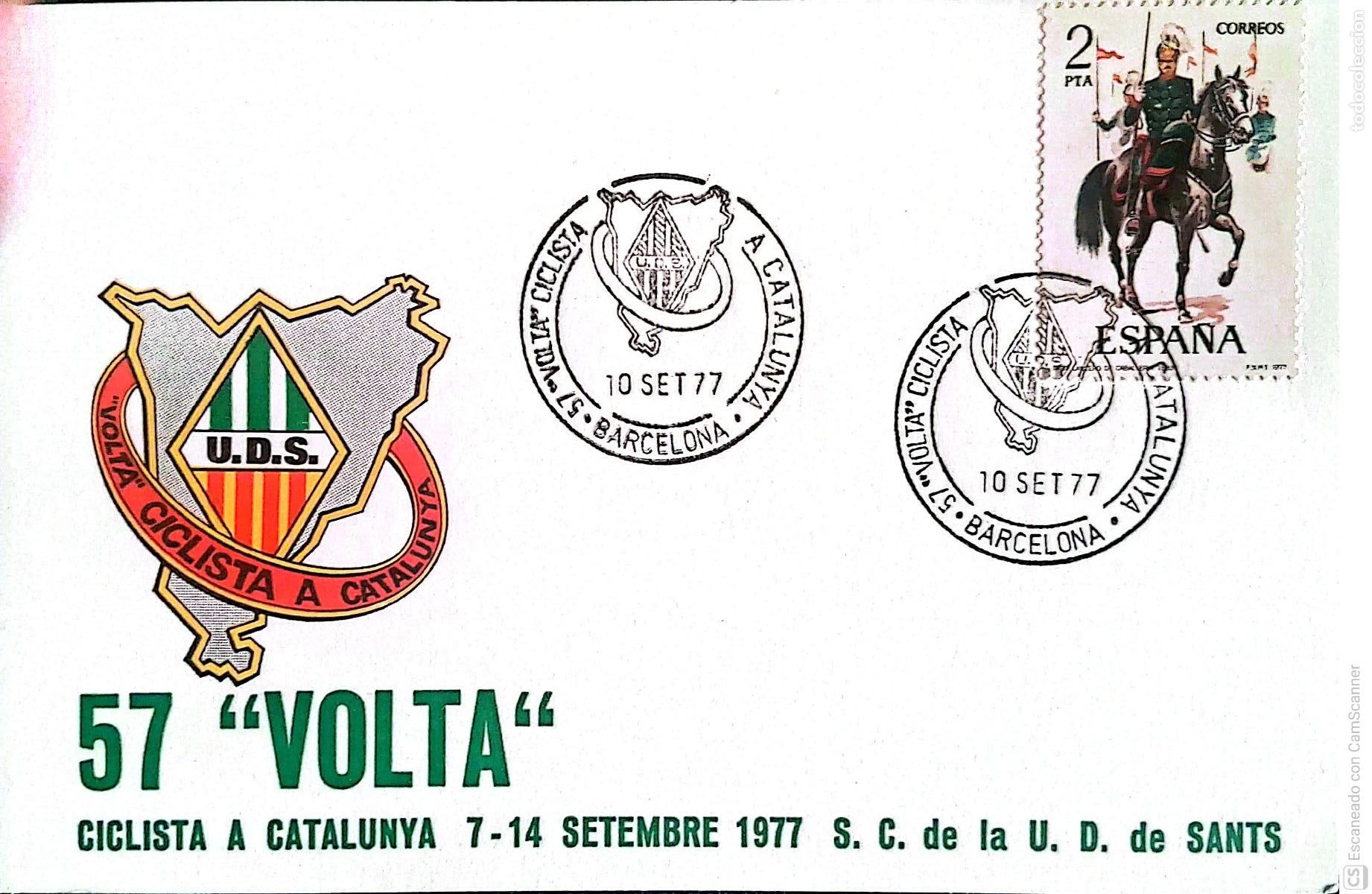 Sellos: 57 Volta Ciclista a Catalunya. 7/14 setembre 1977. S.C. de la U.D. de Sants. Ver foto.