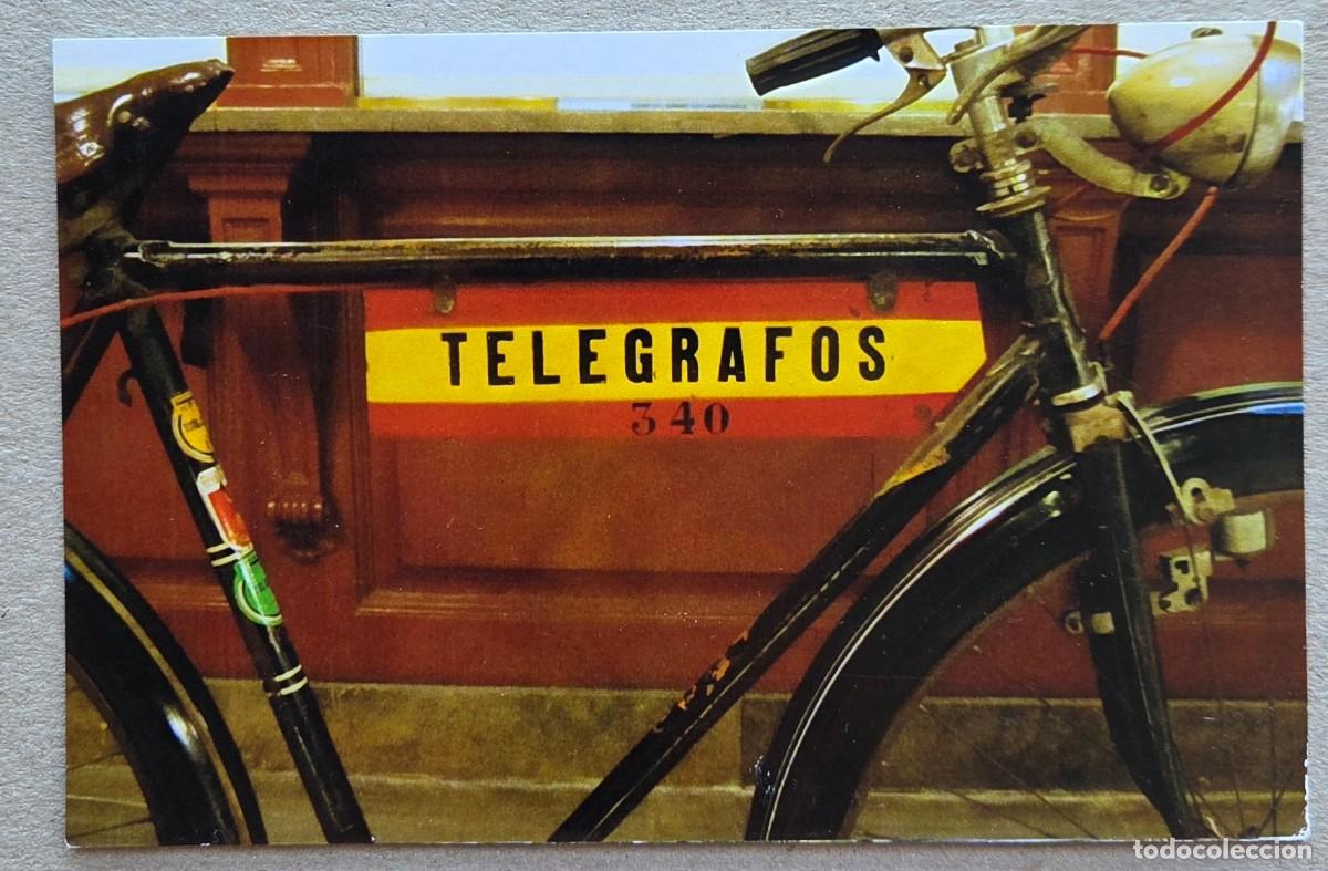 Sellos: 2022. ESPA&Ntilde;A. TARJETA. Tel&eacute;grafos. BCN. Antigua bicicleta del servicio de Tel&eacute;grafos. Sin matasellar