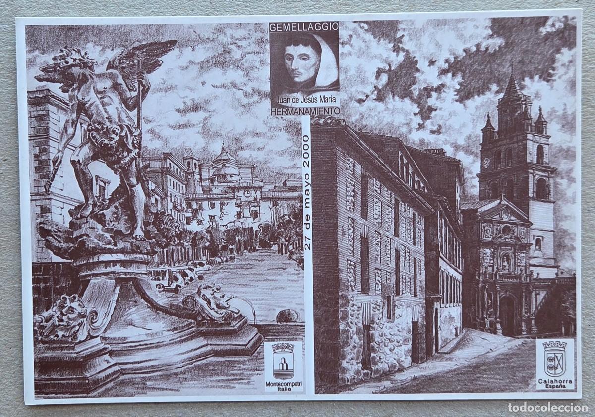 Sellos: 2000. ESPA&Ntilde;A. TARJETA. Religioso Juan de Jes&uacute;s Mar&iacute;a. Hermanamiento Calahorra y Montecompatri. Nueva